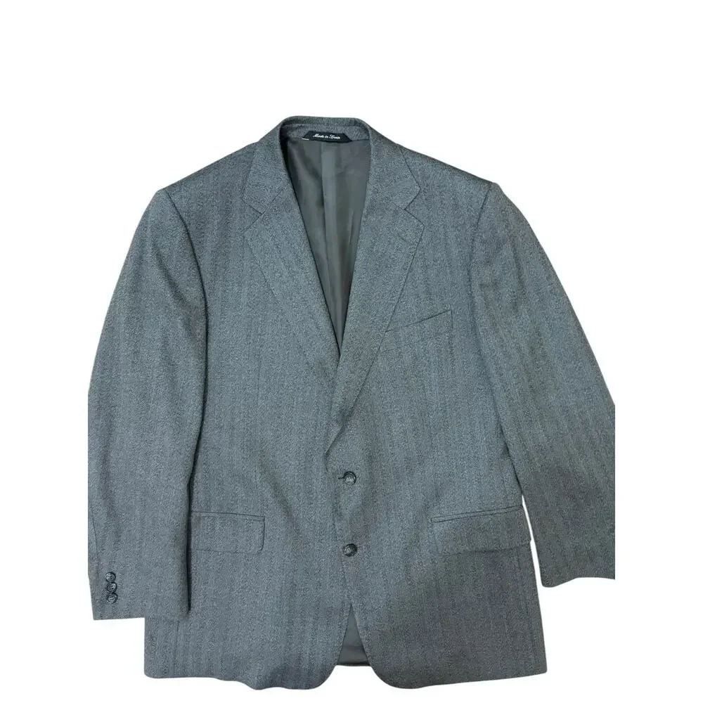 Emilio Yuste Grey Blazer 44r Made In Spain Silk Wool Blend FinTes Italian Fabric